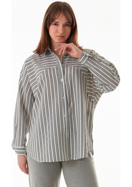 Çizgili Oversize Gömlek fırsatları