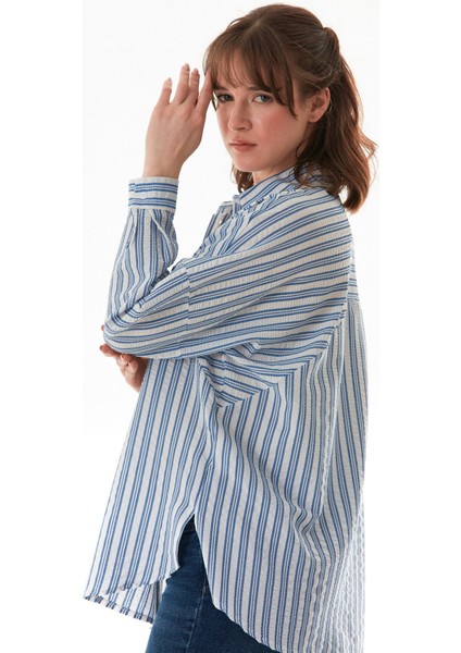 Çizgili Oversize Gömlek modelleri