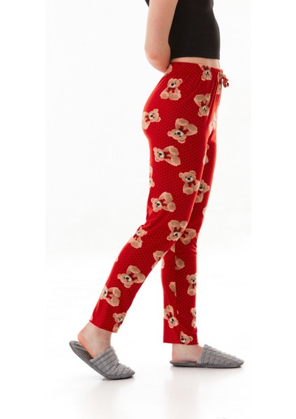 Ayıcık Desenli Beli Lastikli Pijama Altı