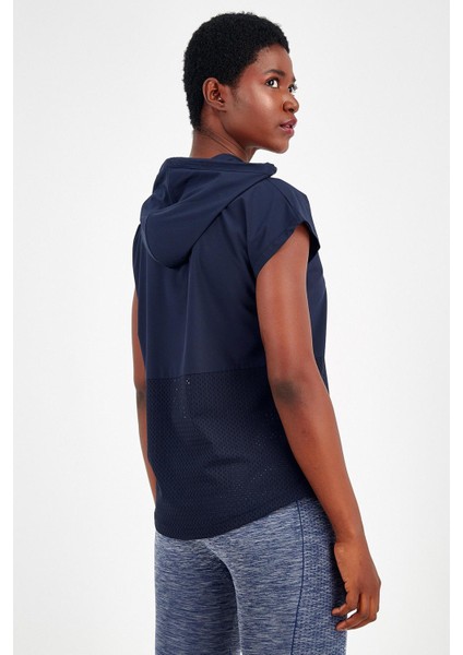 Regular Kadın Kapşonlu Kolsuz Açık Lacivert T-shirt 17504 fiyatları