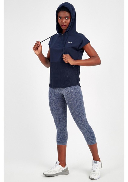 Regular Kadın Kapşonlu Kolsuz Açık Lacivert T-shirt 17504 modelleri