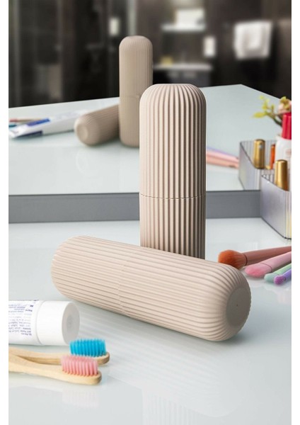 Taşınabilir seyahat seti, kahve aksesuarı, gözlük ve diş fırça kabı, kahverengi plastik fiyatları