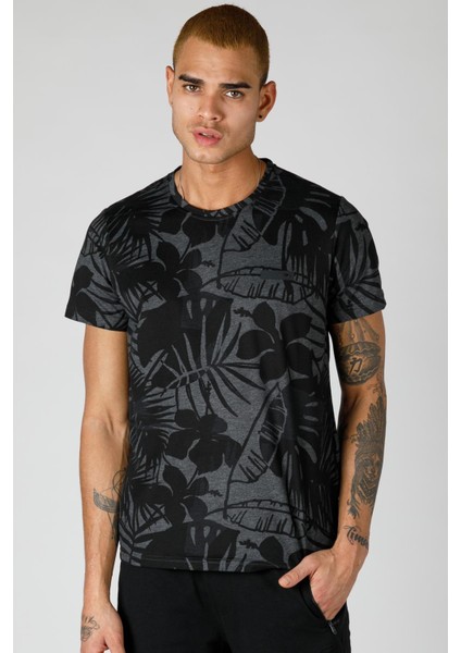 Regular Erkek Bisiklet Yaka Kısa Kol Siyah T-shirt 19800