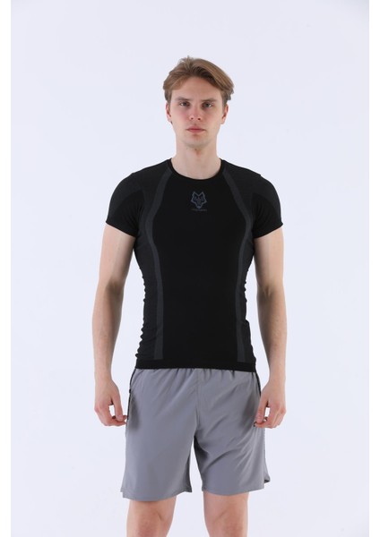 SlimFit Erkek Bisiklet Yaka Kısa Kol Siyah T-shirt 821070