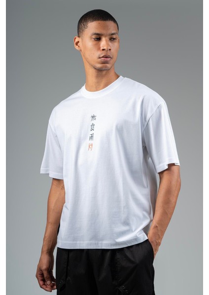 Oversize Erkek Bisiklet Yaka Beyaz- T-shirt modelleri