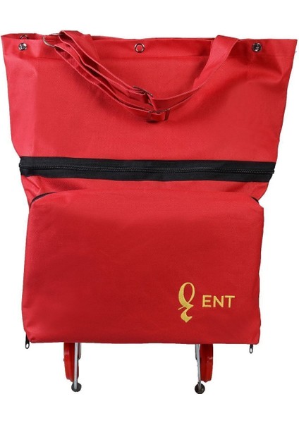 Defne Model Direkli, Dik Durabilen ve Katlanabilir Seyahat ve Alışveriş Çantası- Kırmızı modelleri