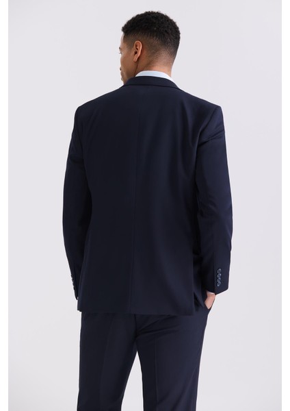 Lacivert Slim Fit Yelekli Sivri Yaka Erkek Takım Elbise fırsatları