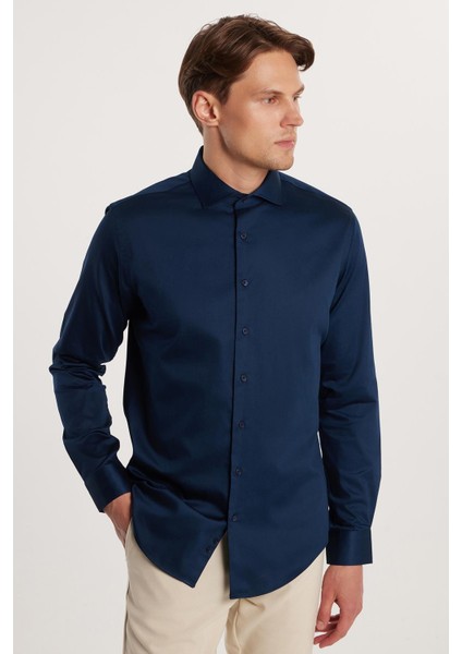 Slim Fit Koton Saten Premium Seri Erkek Gömlek - Tudors10
