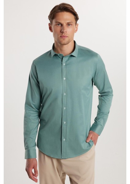 Slim Fit Dar Kesim Likralı Düz Saten Erkek Gömlek fiyatları