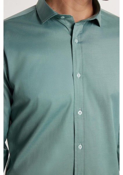 Slim Fit Dar Kesim Likralı Düz Saten Erkek Gömlek modelleri