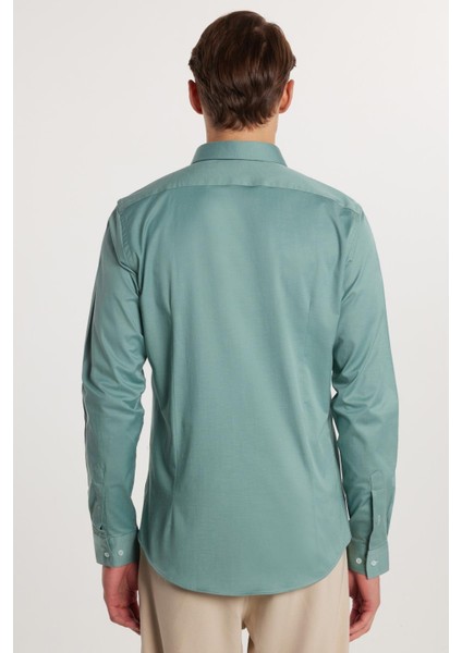 Slim Fit Dar Kesim Likralı Düz Saten Erkek Gömlek indirimleri