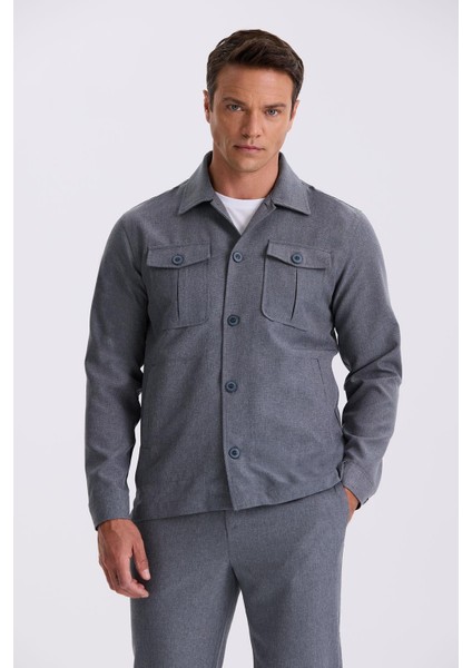 Antrasit Slim Fit Sivri Yaka Spor Erkek Takım Elbise