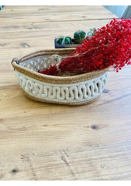 Krem Hasır Sepet, Dolap İçi Düzenleyici, 30x20x10 cm, Jüt, 1 Parça