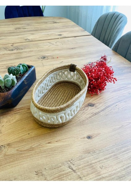 Krem Hasır Sepet, Dolap İçi Düzenleyici, 30x20x10 cm, Jüt, 1 Parça fırsatları