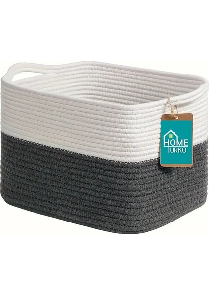 Şık Jüt Kare Kutu, Ofis, Ev ve Otel Dekorasyonu İçin Organizer Sepet, Siyah, 30x25