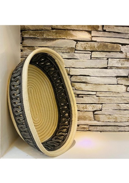 Doğal jüt hasır desenli çocuk odası düzenleyici, gri, orta çap fiyatları