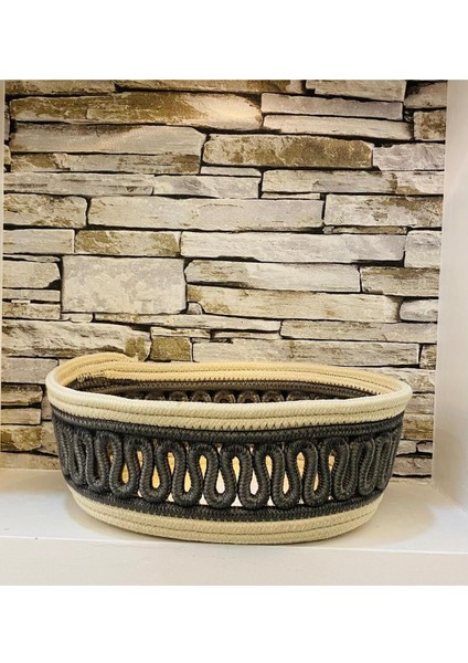 Doğal jüt hasır desenli çocuk odası düzenleyici, gri, orta çap modelleri