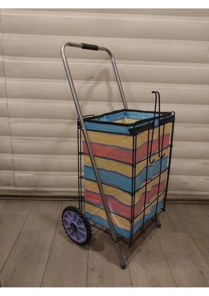 Kalın Telli & Kalın Çantalı Büyük Boy Desenli Silikon Lila Tekerlekli Pazar Arabası modelleri