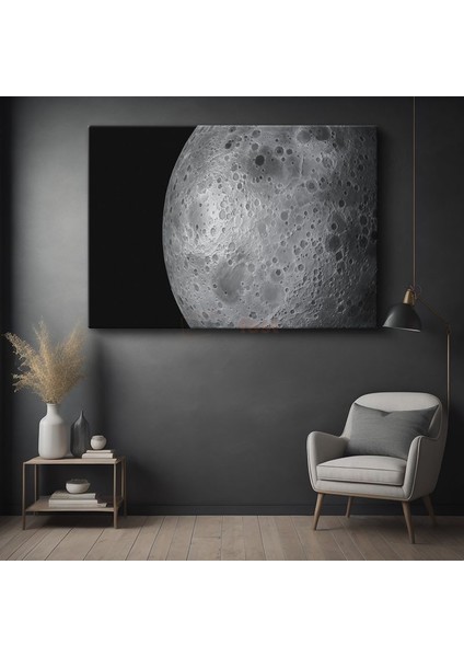 Ay Yüzeyi - Kraterli Detaylar Kanvas Tablo