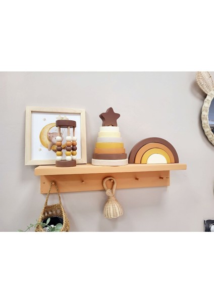 Yıldız Halka Kule Set (Halka Kule + Abaküs + Gökkuşağı )Ahşap Oyuncak Dekor Montessori Oyuncak