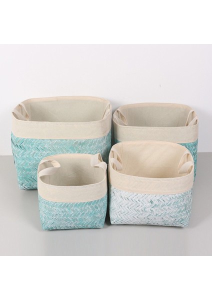 Şık mavi doğal bambu sepet, ev dekoru ve düzenleme için ideal 25x25x21 cm modelleri