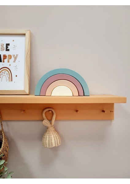 Waldorf Gökkuşağı Ahşap Oyuncak Dekor Montessori El Yapımı Eğlenceli Oyuncak