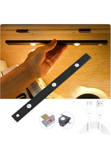 40 cm Insan Vücudu Sensörlü USB Sarj Taşınabilir Kablosuz Mutfak Elbise Dolabı Merdiven LED Cabinet