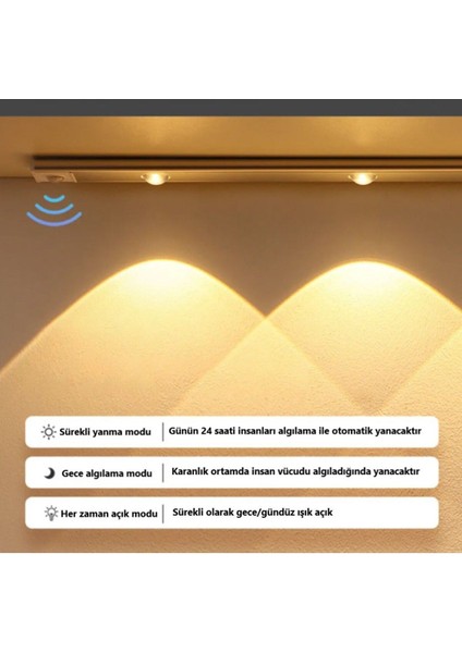 40 cm Insan Vücudu Sensörlü USB Sarj Taşınabilir Kablosuz Mutfak Elbise Dolabı Merdiven LED Cabinet