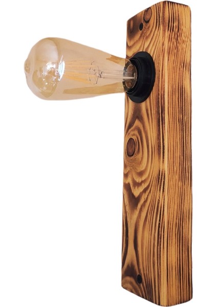 Doğal Ahşap Edison Rustik Salon Duvar Aplik Kütük Aplik Avize 40 cm