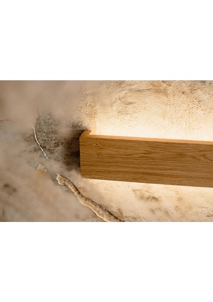 Butonlu Şerit LED Dekoratif Ahşap Halatlı Rustik Duvar Yatak Başı Model LED Aplik 38 cm