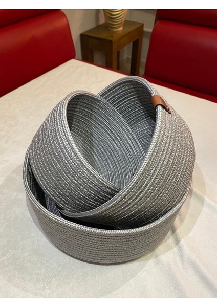 Doğal Gri Jüt Hasır Sepet Takımı, Çok Amaçlı Organizer, Ev Dekorasyon için fiyatları