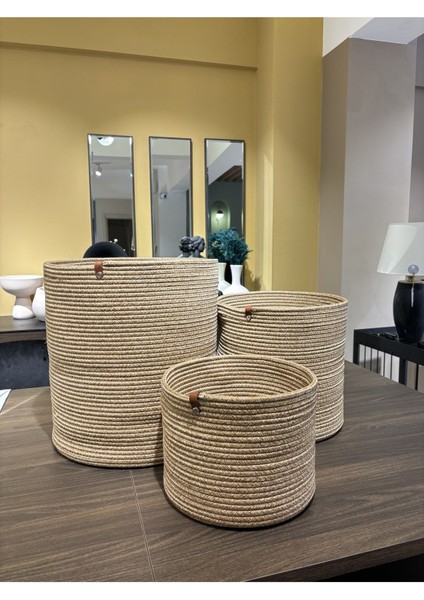 Pratik Hasır Çok Amaçlı Organizer Seti, Haki, 3'lü, Jüt, Düzenleyici Sepet ve Saksılık fiyatları