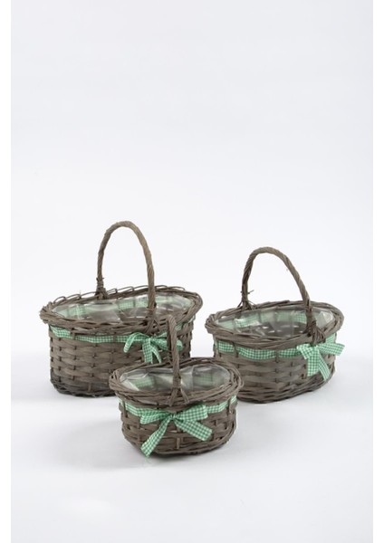 3'lü Hasır Sepet Gri modelleri