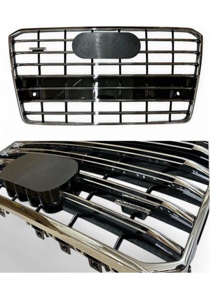 Ön Panjur Krom Çerçeve Krom Çizgili Parlak Siyah 7 Petek A8 2014-2017