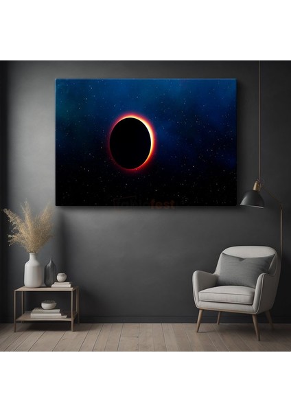 Güneş Tutulması - Yıldızlı Gökyüzünde Kozmik Dans Kanvas Tablo