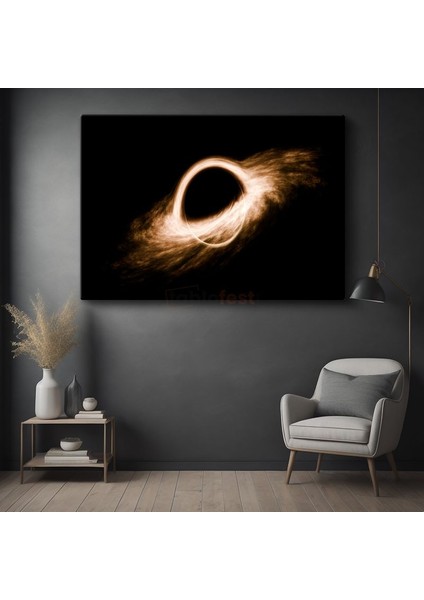 Kozmik Işık - Altın Halkası ile Kara Delik Kanvas Tablo