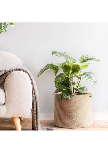 35x30 cm jüt dekoratif ve fonksiyonel sepet, kahverengi ev aksesuarı modelleri