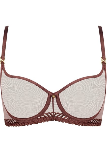 Sheer Emotion Halbschale Sütyen, Transparan Tül ve Altın Renk Detaylı