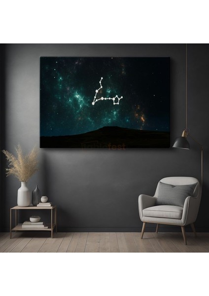 Yıldız Takımı - Gece Gökyüzünde Parlayan Kozmik Harita Kanvas Tablo