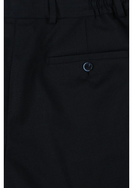 Koyu Lacivert Comfort Fit Beli Lastikli Yünlü Kumaş Pantolon fırsatları