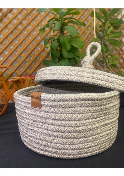 El Dokuma Çok Amaçlı Sepet, Banyo, Mutfak ve Makyaj Organizeri, Bej, Küçük