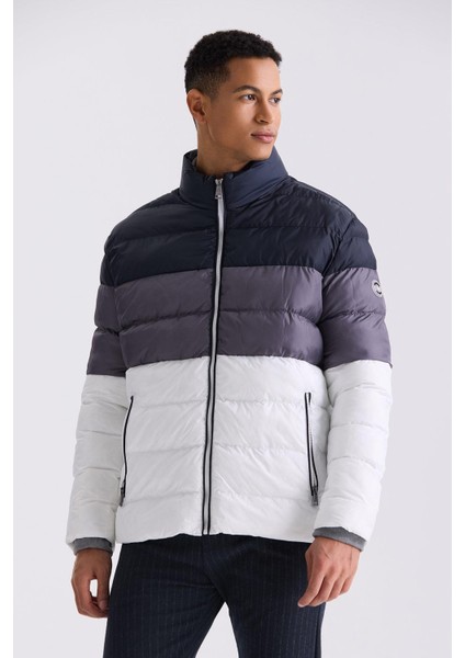 Lacivert Slim Fit Gömlek Yaka Erkek Mont