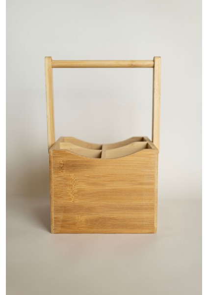 Bambu Kare 4 Bölmeli Organizer, Şık ve Pratik Saklama Çözümü Bej Renkli indirimleri