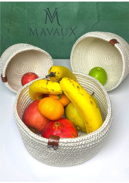 El Dokuma Jüt Hasır Sepet Takımı, Çok Amaçlı Organizerler, Bej Renk, Dayanıklı ve Şık