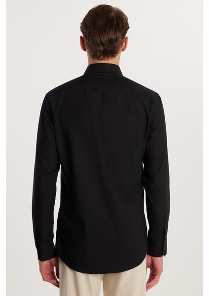 Modern Slim Fit Poplin Pamuk Efekt Erkek Gömlek