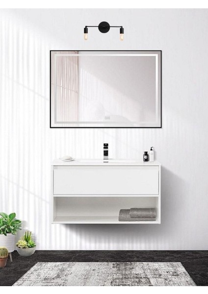 Retro Modern Vintage Siyah 2 x E27 Duylu Ayna Üstü Duvar Aplik