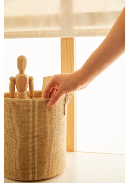 2'li Jüt Sepet, Çamaşır ve Oyuncak Saklama, Pamuklu, Kahverengi, 20x20 cm fırsatları