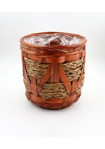 Kahverengi Hasır Sepet 19x13cm, şık ve hafif saklama çözümü, dayanıklı ve kullanışlı