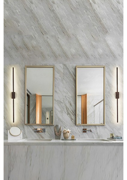 Modern Dekoratif Çubuk LED Duvar Aplik 70 cm Ahşap Desen Profil (Dikdörtgen Rozanslı) 3000K