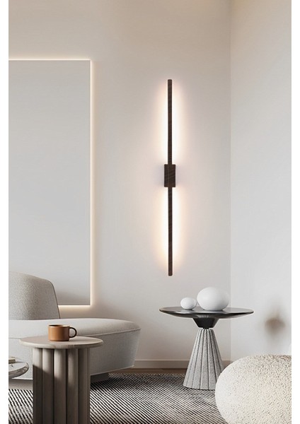 Modern Dekoratif Çubuk LED Duvar Aplik 70 cm Ahşap Desen Profil (Dikdörtgen Rozanslı) 3000K